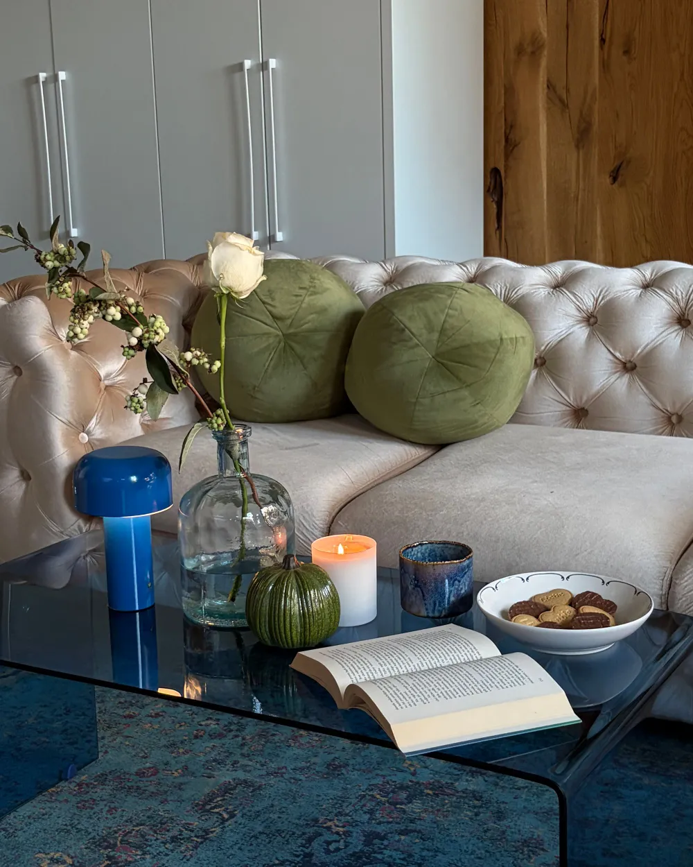 Set of 2 Decorative Cushions SALVIA 33 x 33 cm Velvet Olive Green Solid_1176506