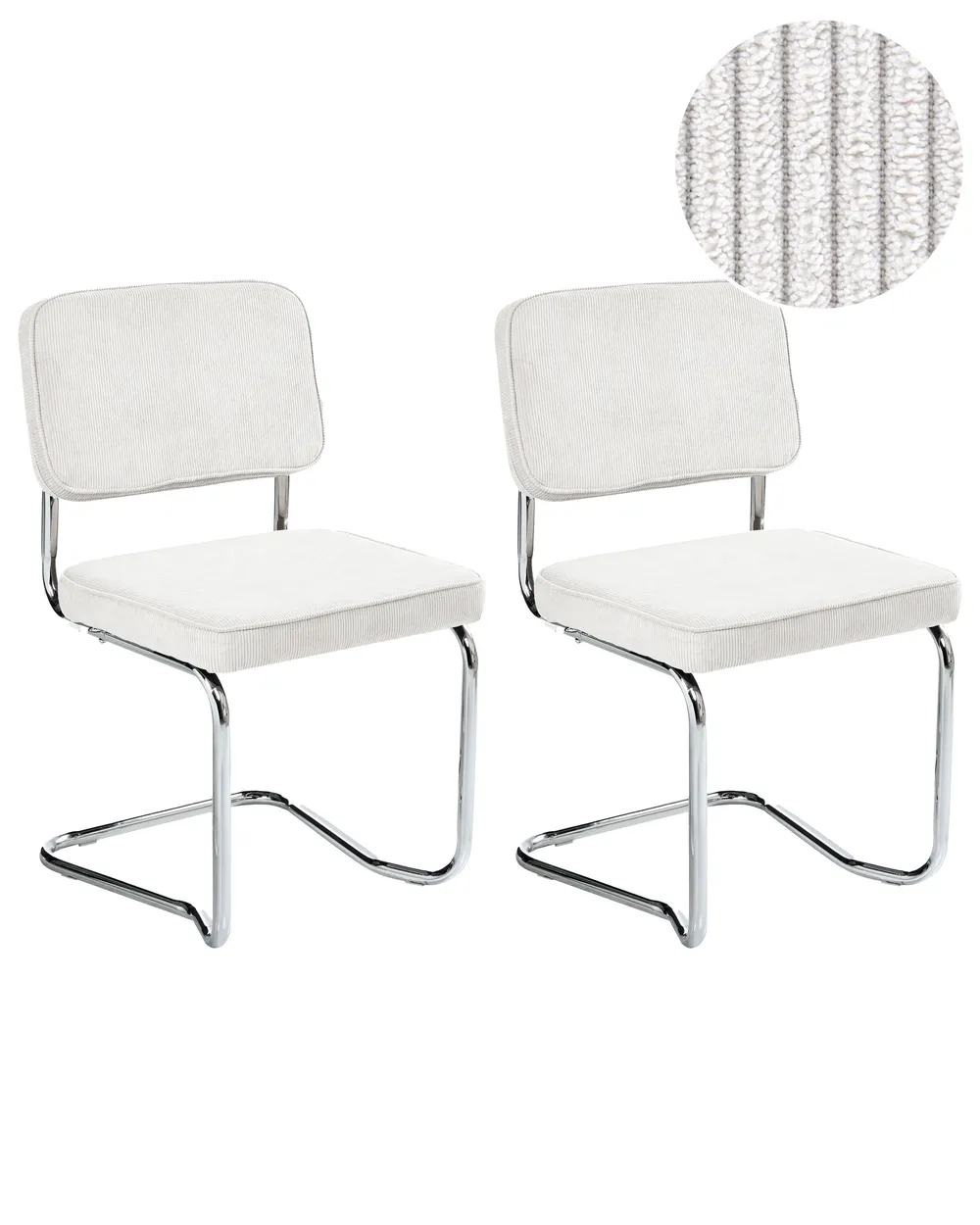 Set of 2 Dining Chairs IRWIN Corduroy Off-White