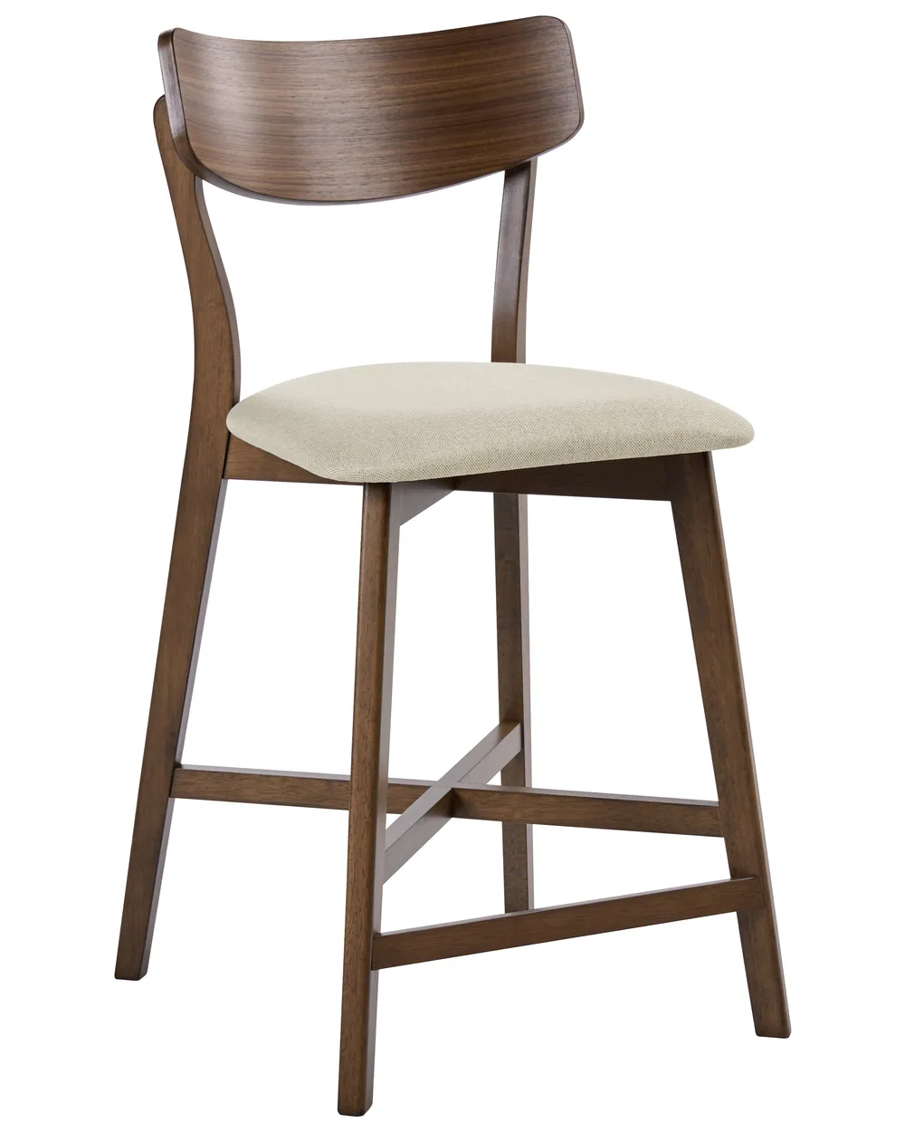 Set of 2 Bar Chairs HOLLY Wood Brown/ Beige_1060326