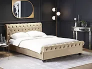 Sänky sametti AVALLON 180 x 200 cm Beige_1182771