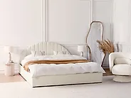 Säng med förvaring CHADENET Bouclé Off-White 180 x 200 cm_1183968
