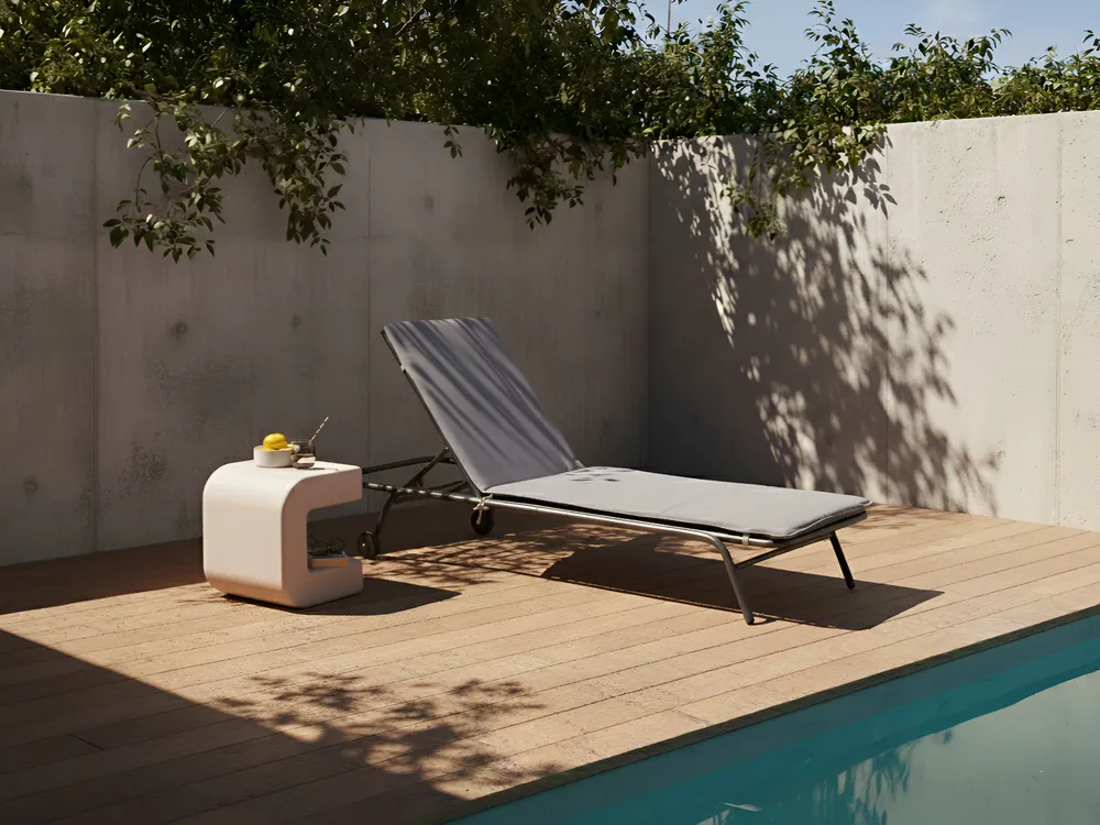 Sun Lounger VOLTERRA Reclining Metal Grey