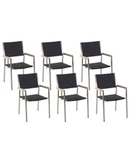 Set of 6 Garden Chairs GROSSETO PE Rattan Black_738539