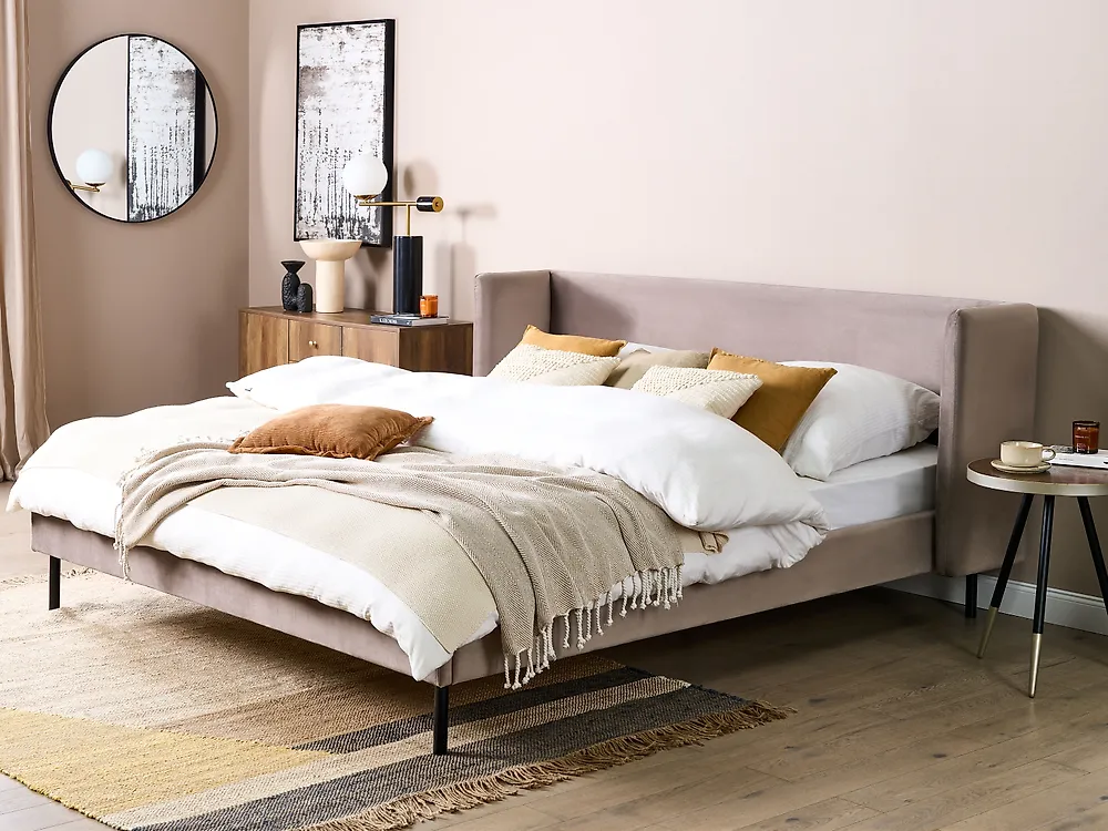 Bed Velvet ARETTE 180 x 200 cm (EU Super King) Taupe_1182531