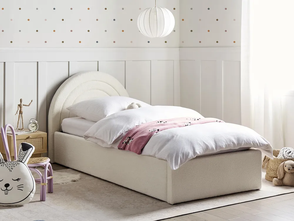 Kids Ottoman Bed ANET Boucle Off-White 90 x 200 cm (EU Single)