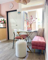 Klädd bänk ROSEVILLE Sammet Rosa_940203