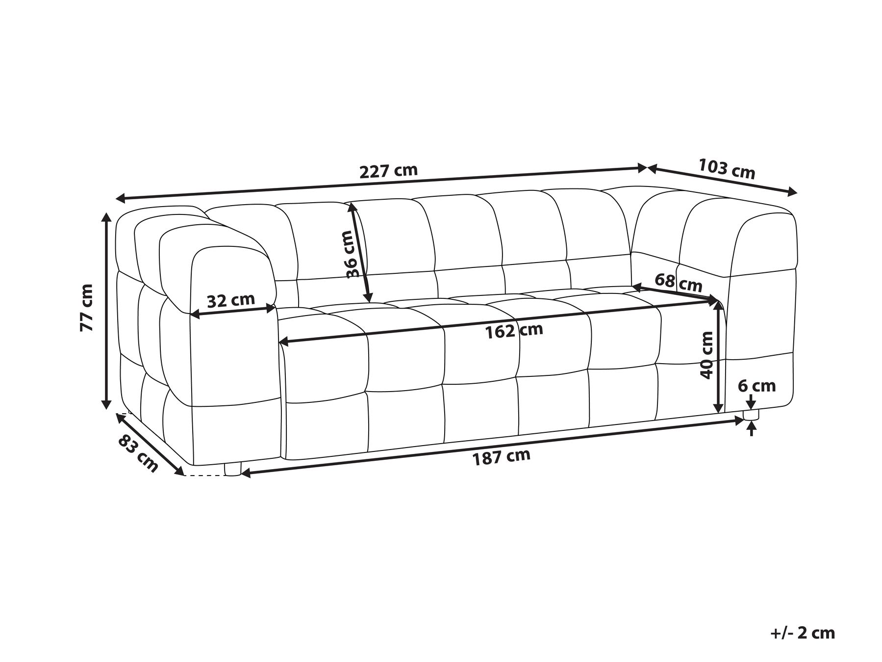 Sofa 3 Seater MULLOLA Fabric Light Grey_920550