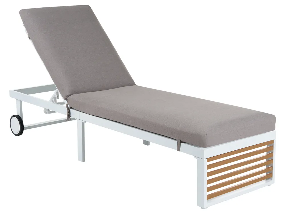 Sun Lounger with Cushion VERDELLO Reclining Metal Grey