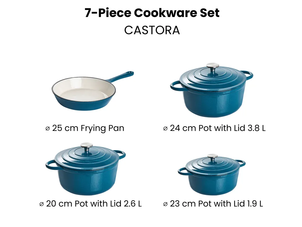 7 Piece Cast Iron Set CASTORA Blue_1073762
