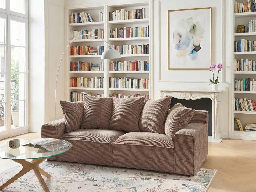 Sofa 3 Seater VISKAN Corduroy Dark Beige