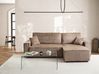 Corner Sofa Bed 3 Seater ABACKA with Storage Corduroy Light Brown Left Hand