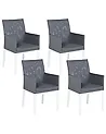 Set of 4 Garden Chairs BACOLI Fabric Dark Grey