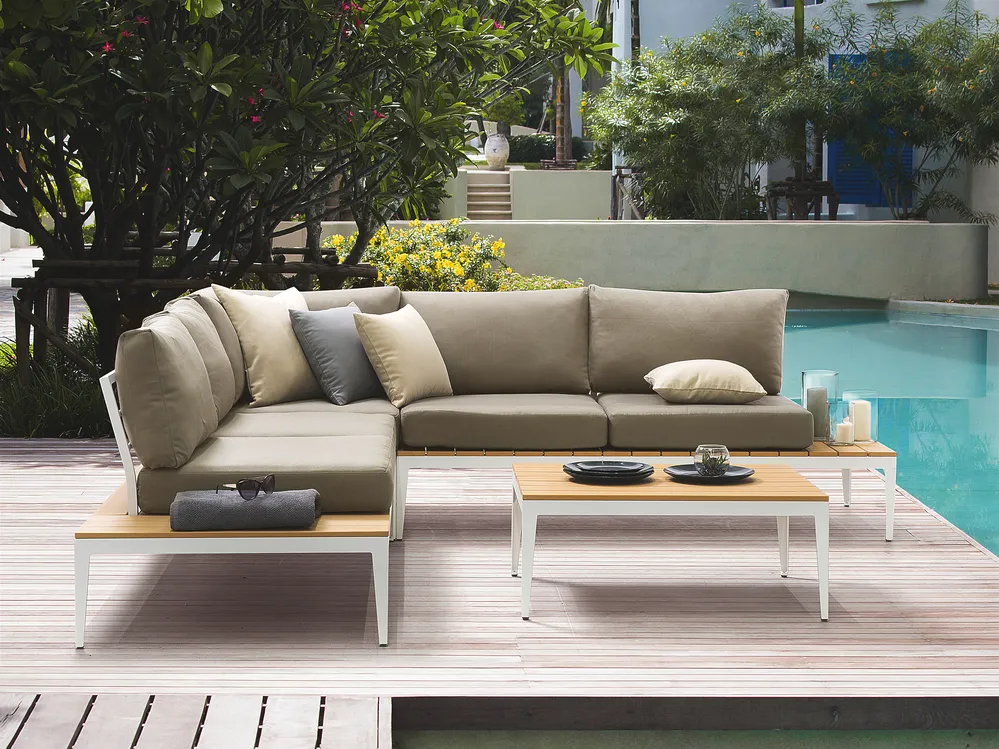 Garden Corner Sofa with Table 5 Seater POSITANO Grey