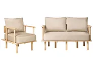 Living Room Set 3 Seater ASKER Fabric Beige_932663
