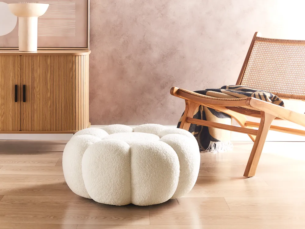 Pouffe BEAUFORT Boucle Off-White