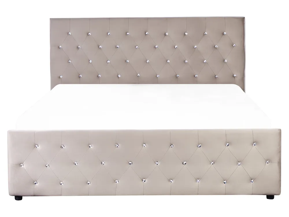 Säng med förvaring AMIENS Sammet Taupe 160 x 200 cm_914352