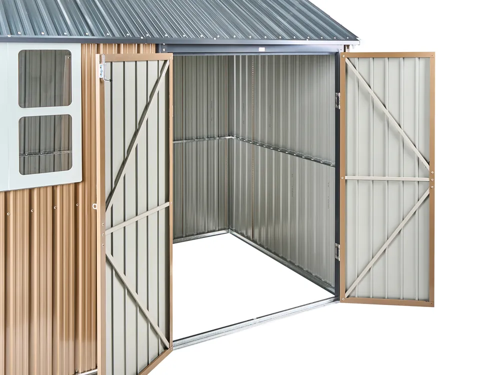 Garden Shed NOCCIANO 248 cm 161 cm Metal Brown_1020072