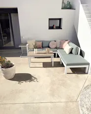 Garden Corner Sofa with Table 5 Seater MESSINA Beige/ Green Left Hand_1072263