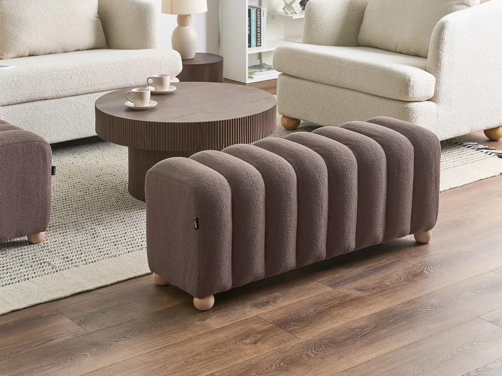 Upholstered Bench IDYLLWILD Boucle Brown