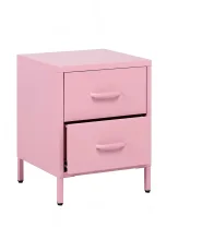 2 Drawer Bedside Table MALAVI Metal Pink_1151453