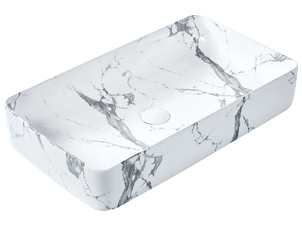 Countertop Basin IPALA 620 x 350 mm Ceramic White Marble