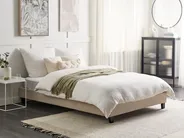 Bed without Headboard Fabric ROANNE 140 x 200 cm (EU Double) Beige_721516