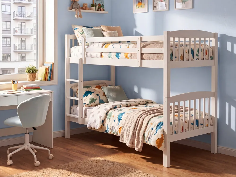 Bunk Bed Pine Wood REVIN 90 x 200 cm (EU Single) White