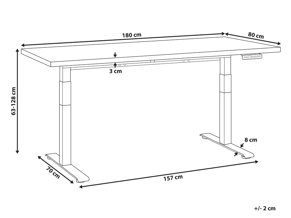 Työpöytä sähkösäädettävä DESTINES 180 cm 80 cm Valkoinen/musta_899523