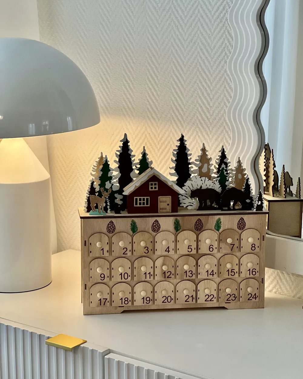 Julpynt LED HELIN 33 cm Adventskalender Ljusbrun_1050777