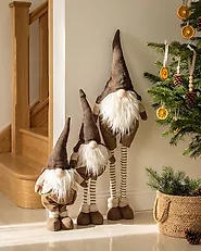 Set of 3 Christmas Decorations KOSKENKORVA 70/58-80/80-104 cm Gnome Brown_1174182