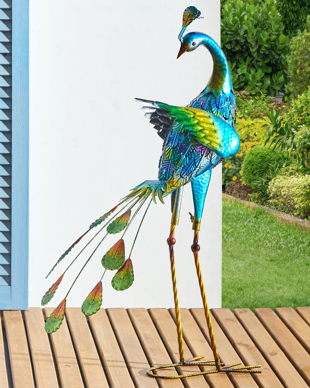 Garden Statue PEACOCK 75 cm Blue