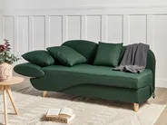 Left-Hand Chaise Longue MERI with Storage Faux Linen Green_937754