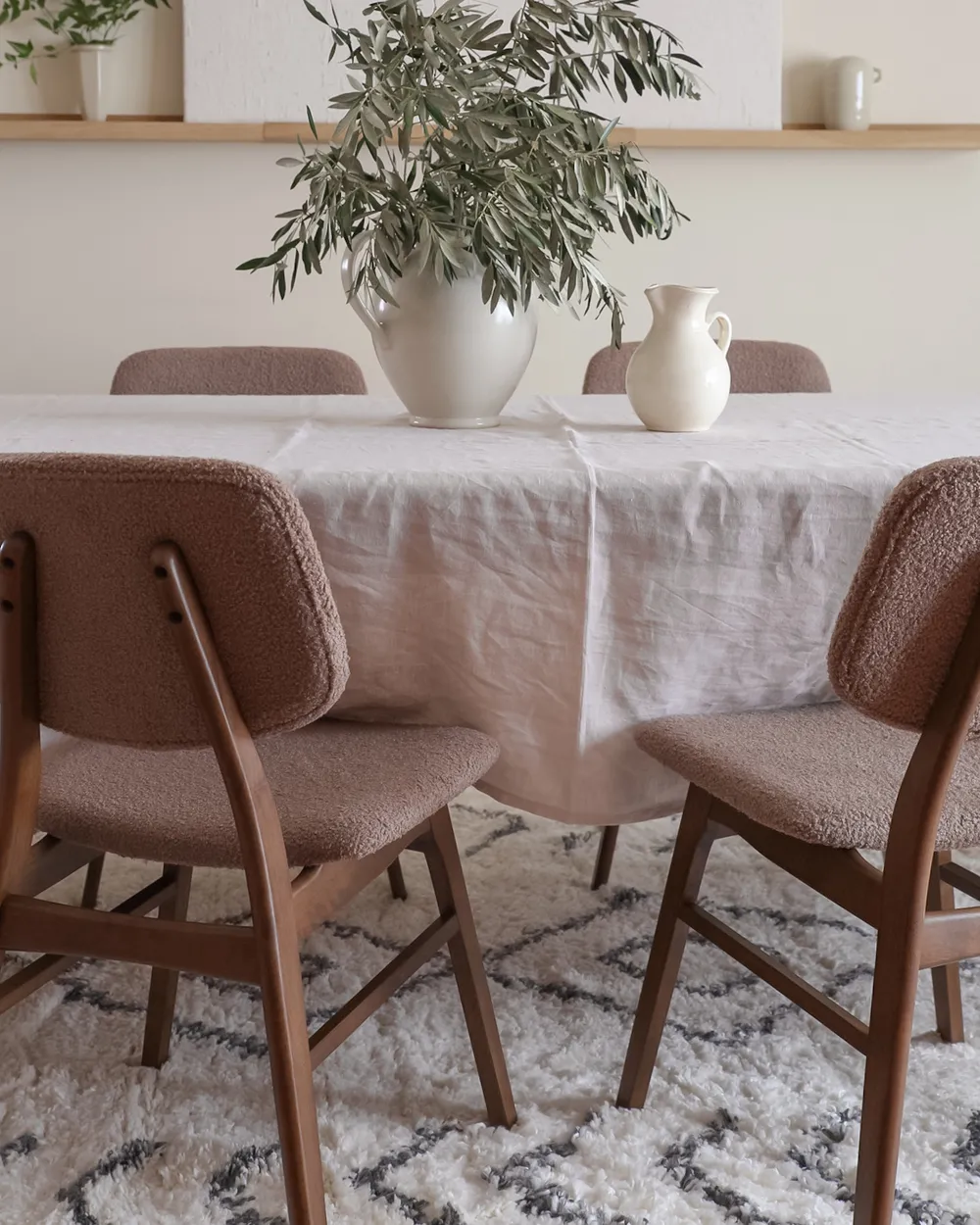 Set of 2 Dining Chairs ELAINE Boucle Dark Brown/ Taupe_969730