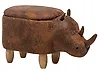 Djurpuff med förvaring RHINO Noshörning Konstläder Ljusbrun