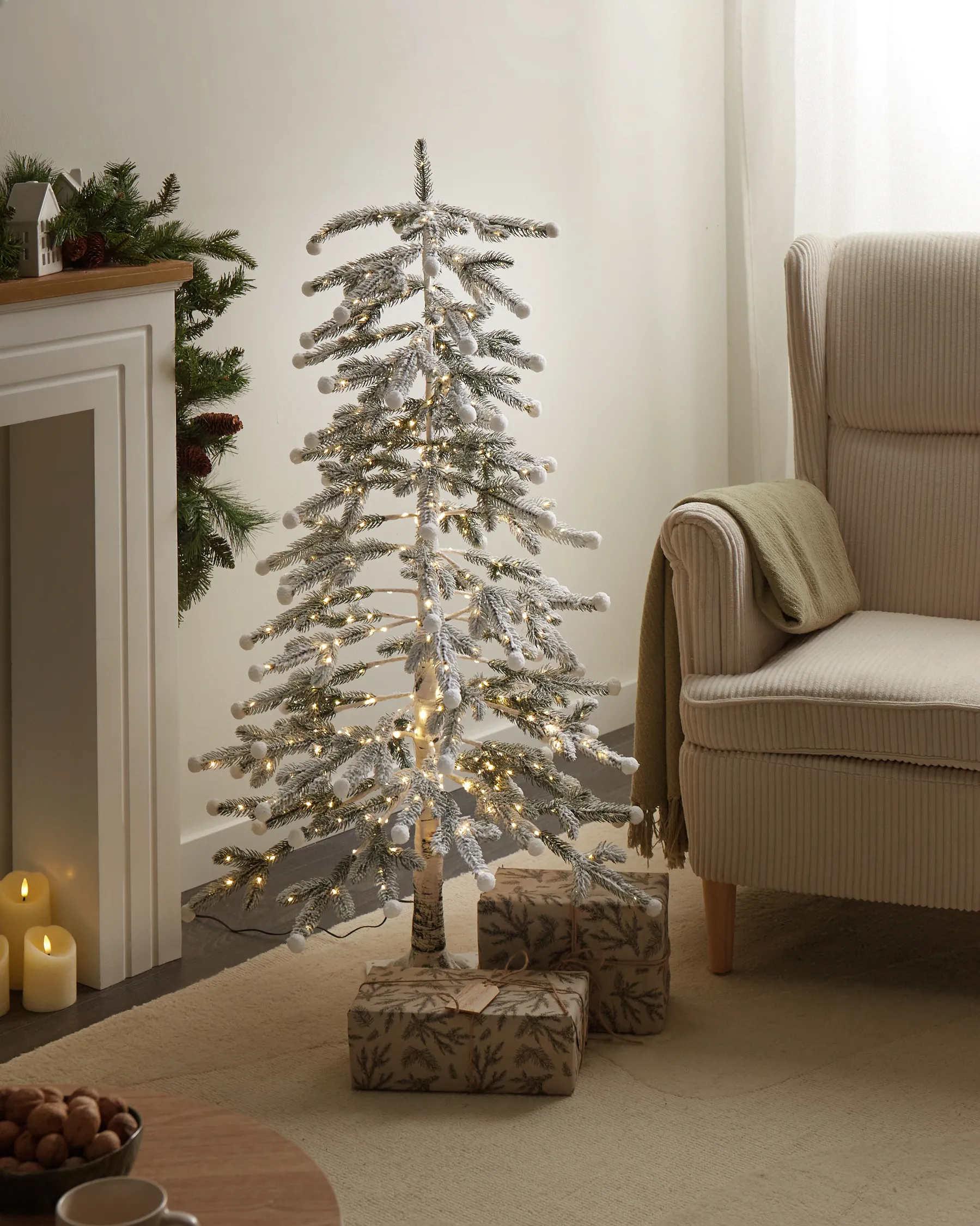 Ulkokoriste LED-valo HASSLAN 125 cm Joulukuusi Valkoinen_1025822