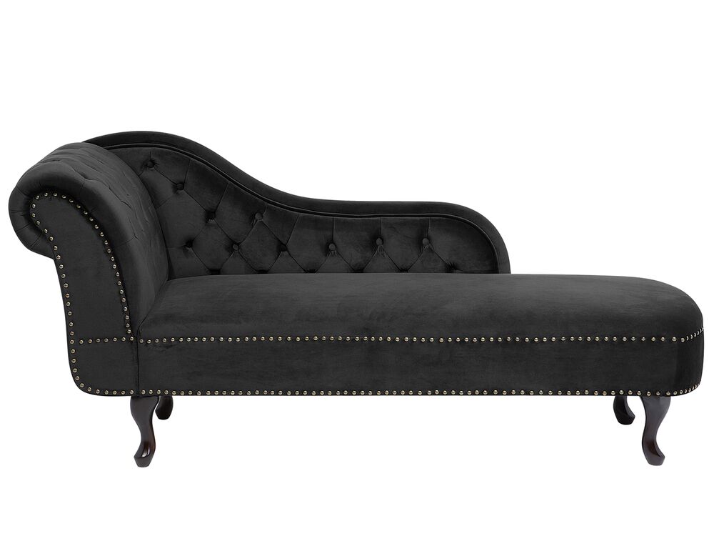 Left-Hand Chaise Longue NIMES Velvet Black