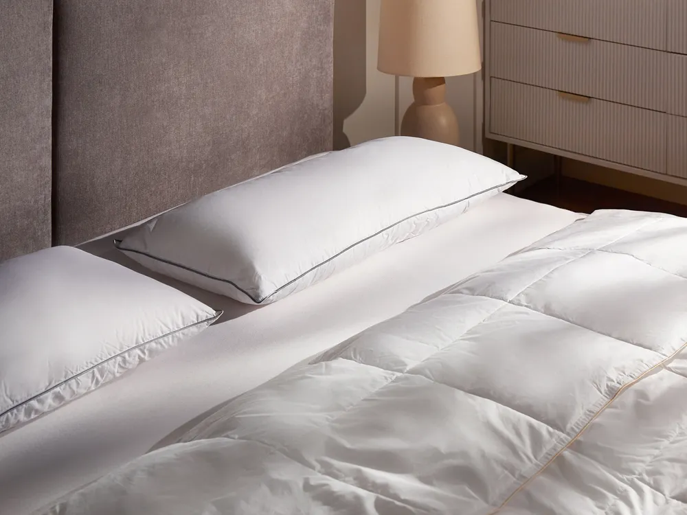 3-Chamber Bed Pillow TEIDE Low 40 x 80 cm Duck Feathers and Down White
