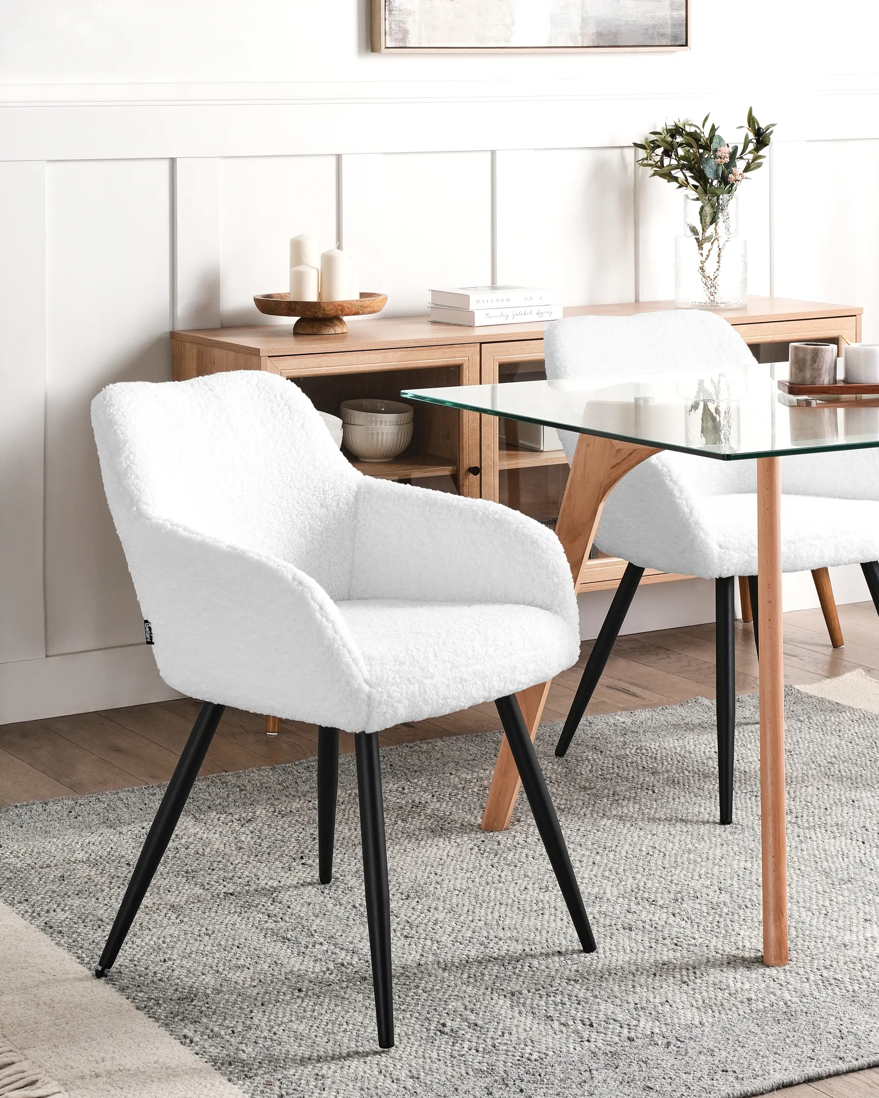 Set med 2 matstolar CASMALIA Bouclé Off-White_956975