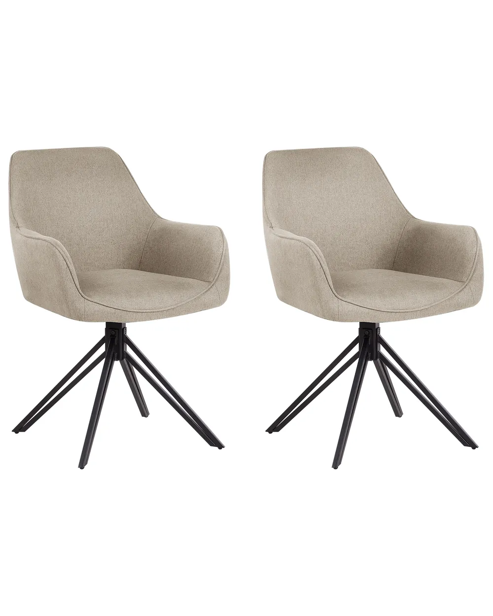 Set of 2 Dining Chairs Swivel JODAR Fabric Taupe