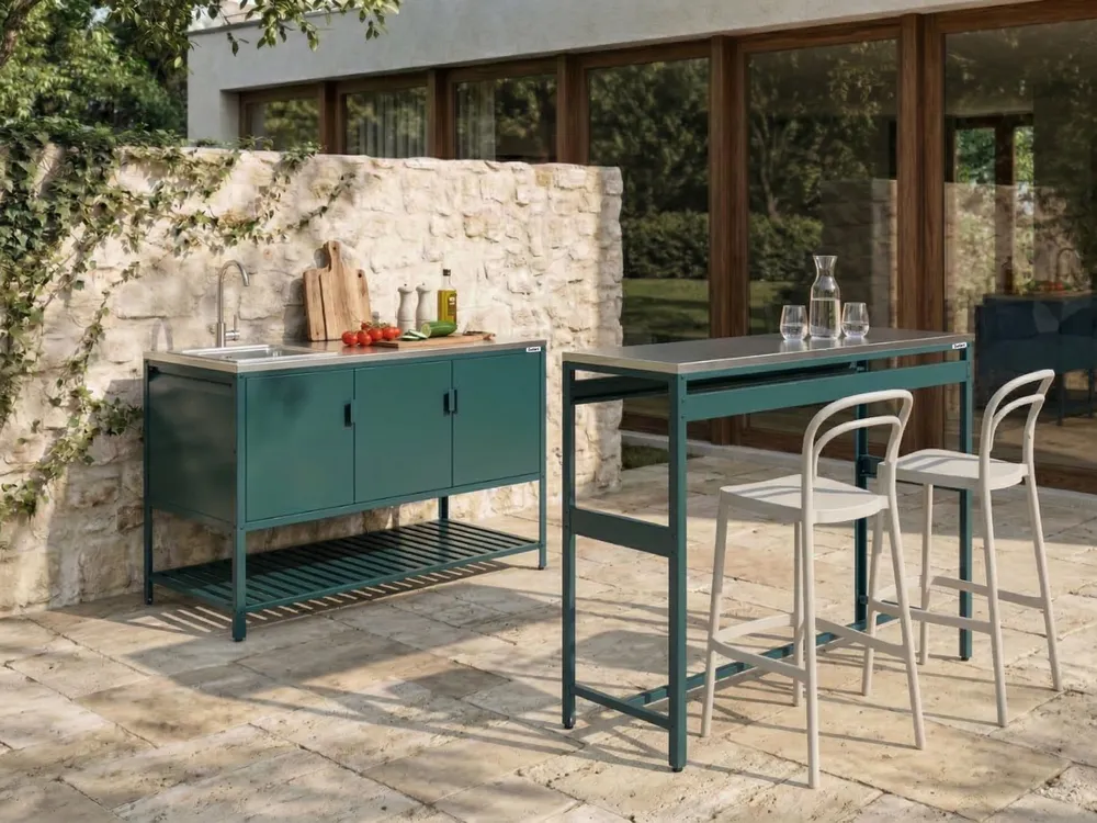 2 Piece Outdoor Kitchen Set with Sink MAENZA Green Metal