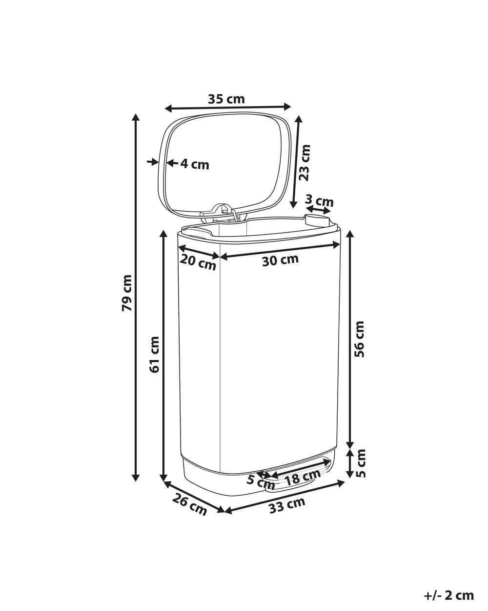 Papperskorg med pedal 30 L ECOCOLLECT Metall Silver_992713