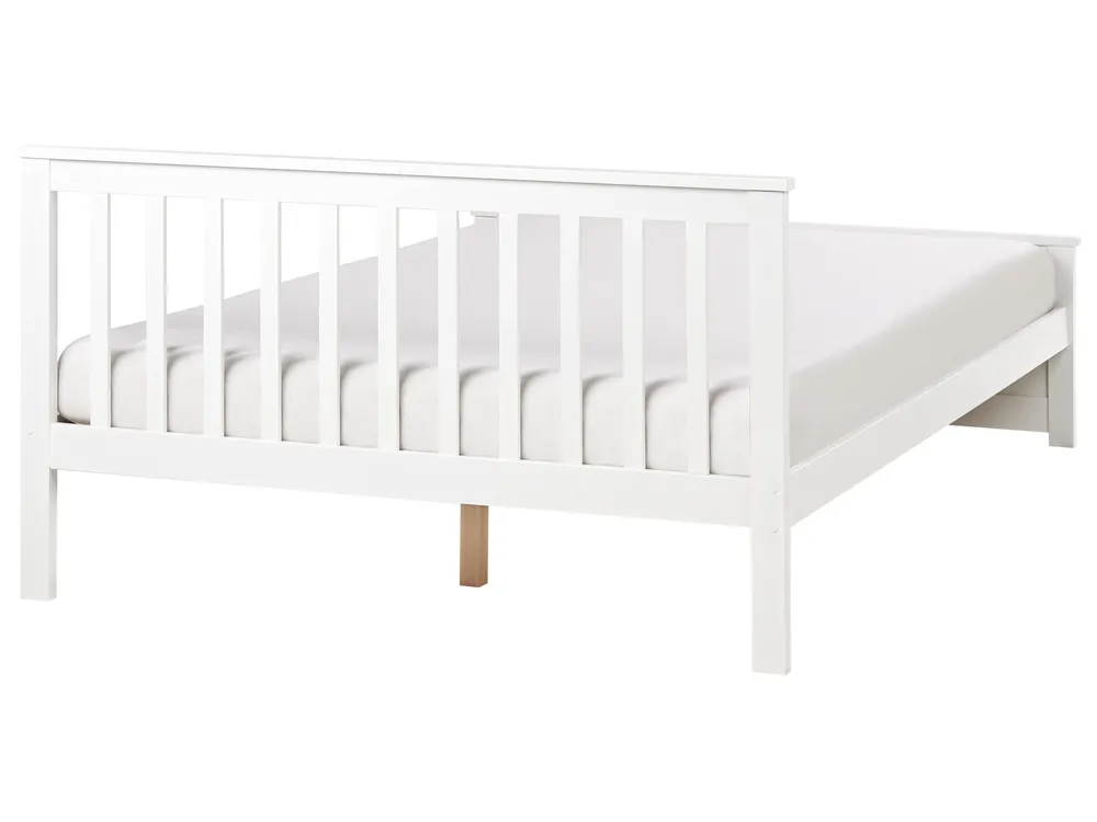 Bed with 2 Drawers OLENDON Pine Wood White 140 x 200 cm (EU Double)_954763