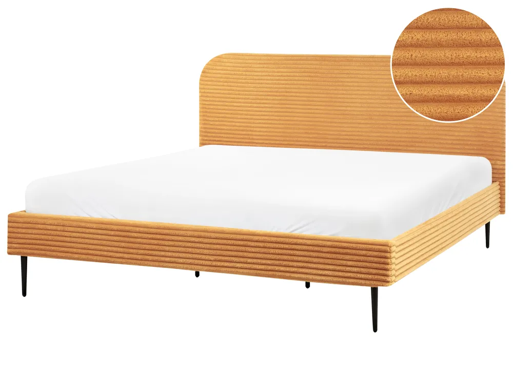 Bed Corduroy FLAYAT 180 x 200 cm (EU Super King) Orange