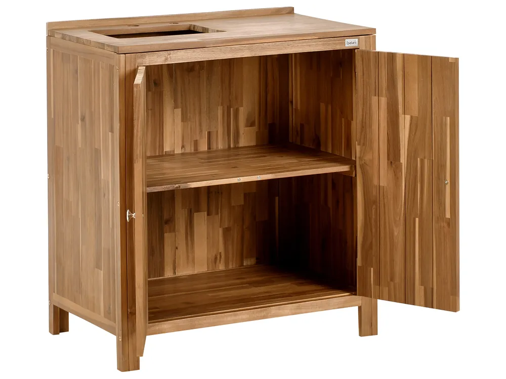 Outdoor Kitchen Cabinet with Sink VENOSA Brown/ Silver Acacia Wood_984577