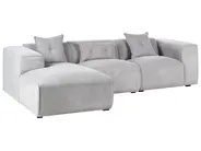 Corner Sofa 3 Seater DOLVA Corduroy Light Grey Right Hand_976309