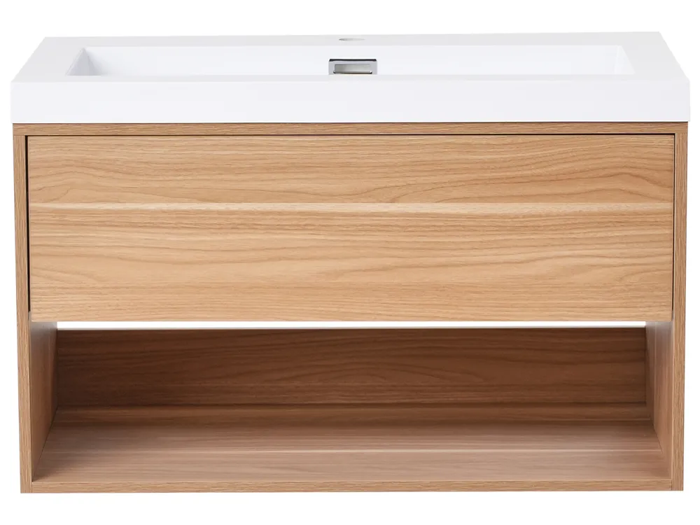 Wall Mounted Vanity Unit with Basin BERBICE Light Brown_1010545