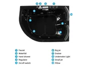 Corner Hot Tub with LED PARADISO 1580 x 1130 mm Black Left Hand_781600