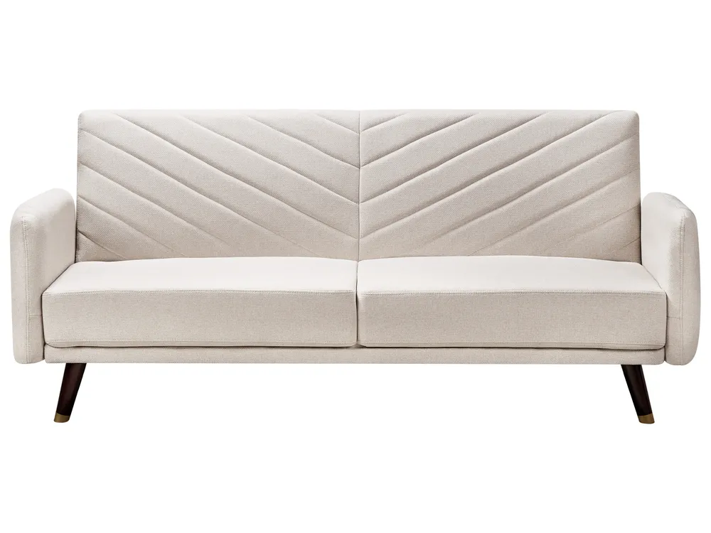 Sofa Bed 3 Seater SENJA Faux Linen Light Beige