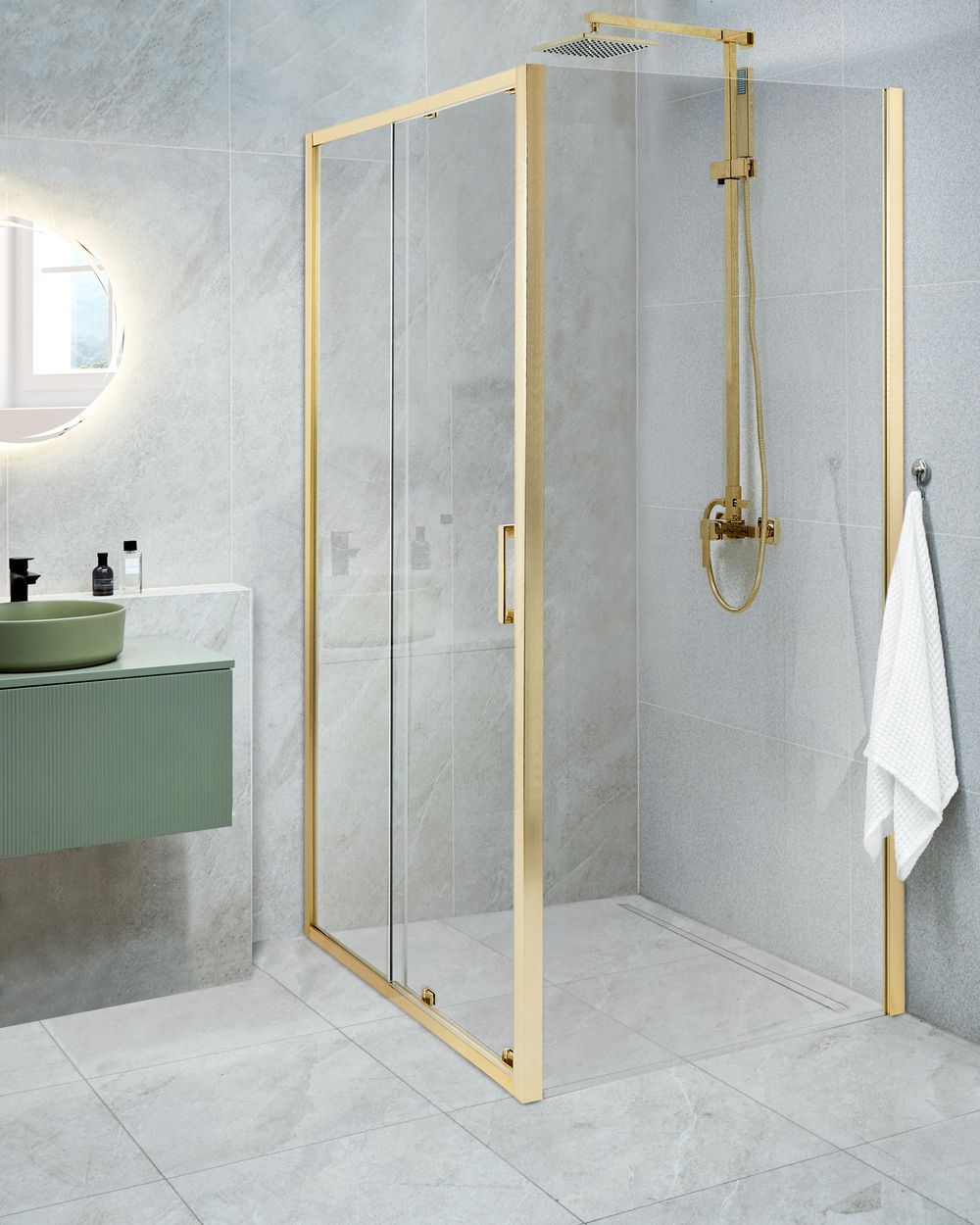 Duschväggar YORO 800 x 1000 x 1850 mm Guld