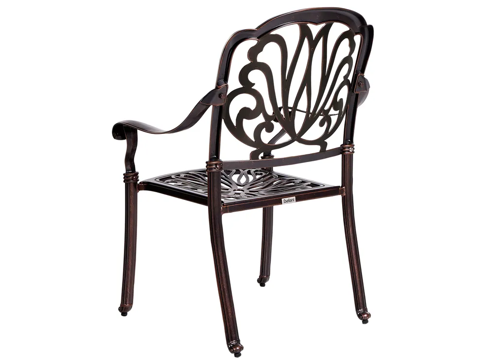 Garden Dining Set 4 Seater ANCONA with Cushions Metal Dark Brown_765492